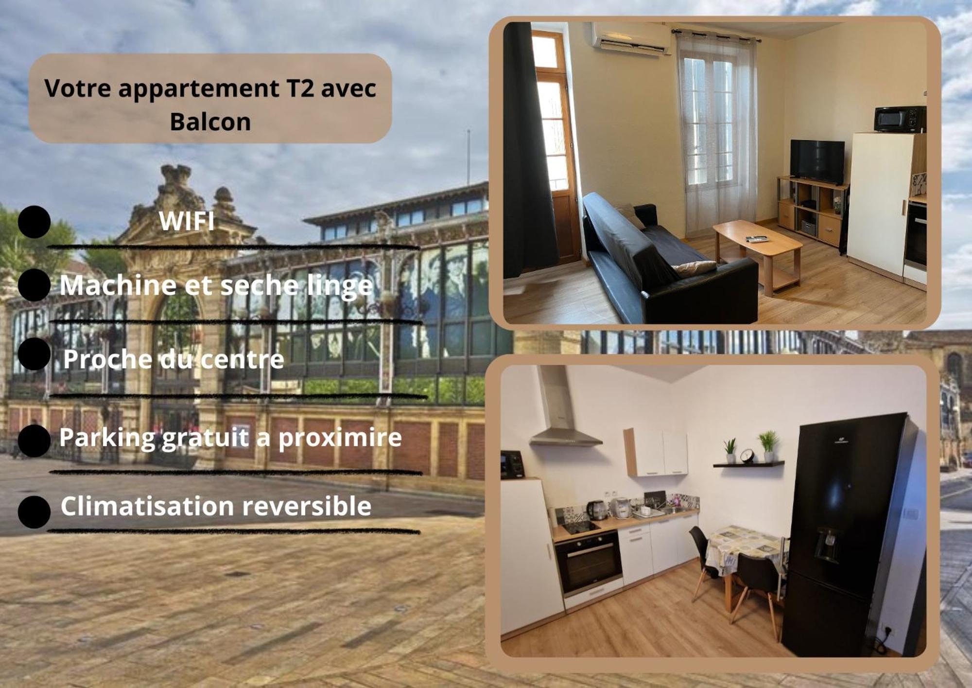 Appartement T2 Avec Balcon Proche Centre-Ville Narbonne Dış mekan fotoğraf